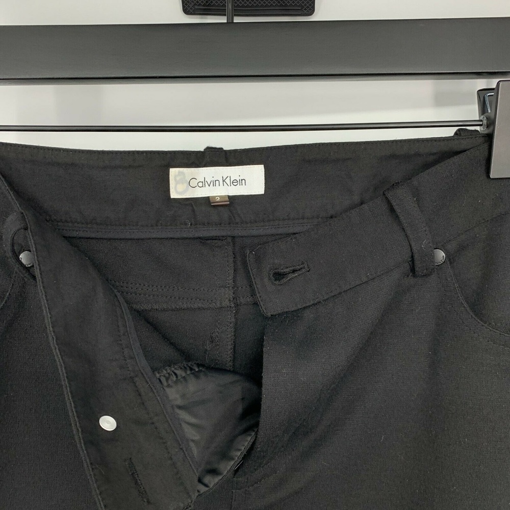 Calvin Klein Pants Womens Size 2 Black Ponte Knit Flare Mid Rise Stretch - Picture 3 of 8